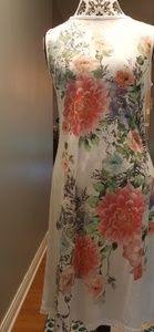 New White and floral midi dress